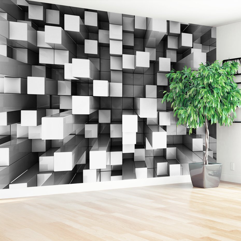 Fototapeta - kostki, szary, biały