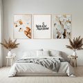 Zestaw obrazy w ramie, plakaty - kwiaty, akcesoria, buty - rama drewno