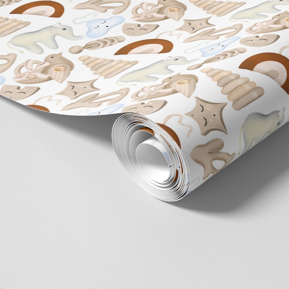 Tapeta - dziecięca, zabawki, zwierzęta,