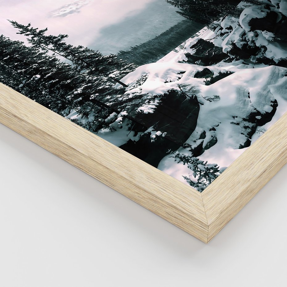 Zestaw obrazy w ramie, plakaty - góry, zima, lasy - rama drewno