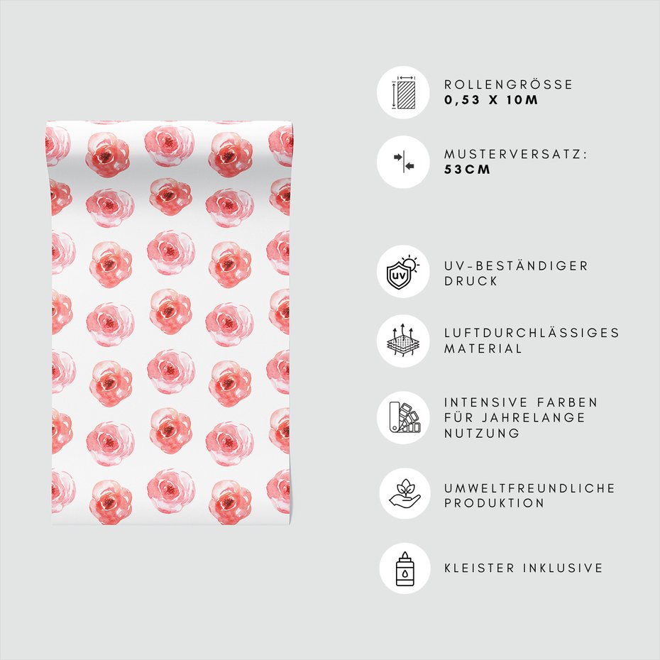 Tapeta - róże, kwiaty, akwarela