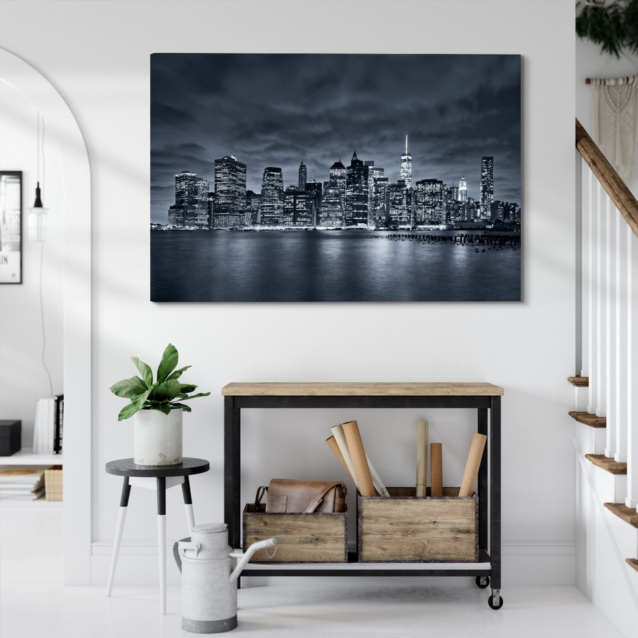 Obraz na płótnie - miasto, noc, woda