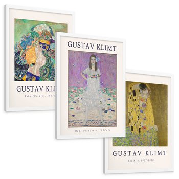 Zestaw obrazy w ramie, plakaty - Gustav Klimt, obraz, sztuka - rama biała