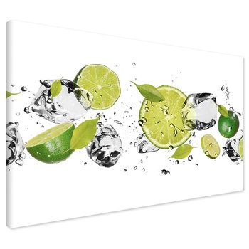 Obraz na płótnie - limonki, kostki lodu, świeżość