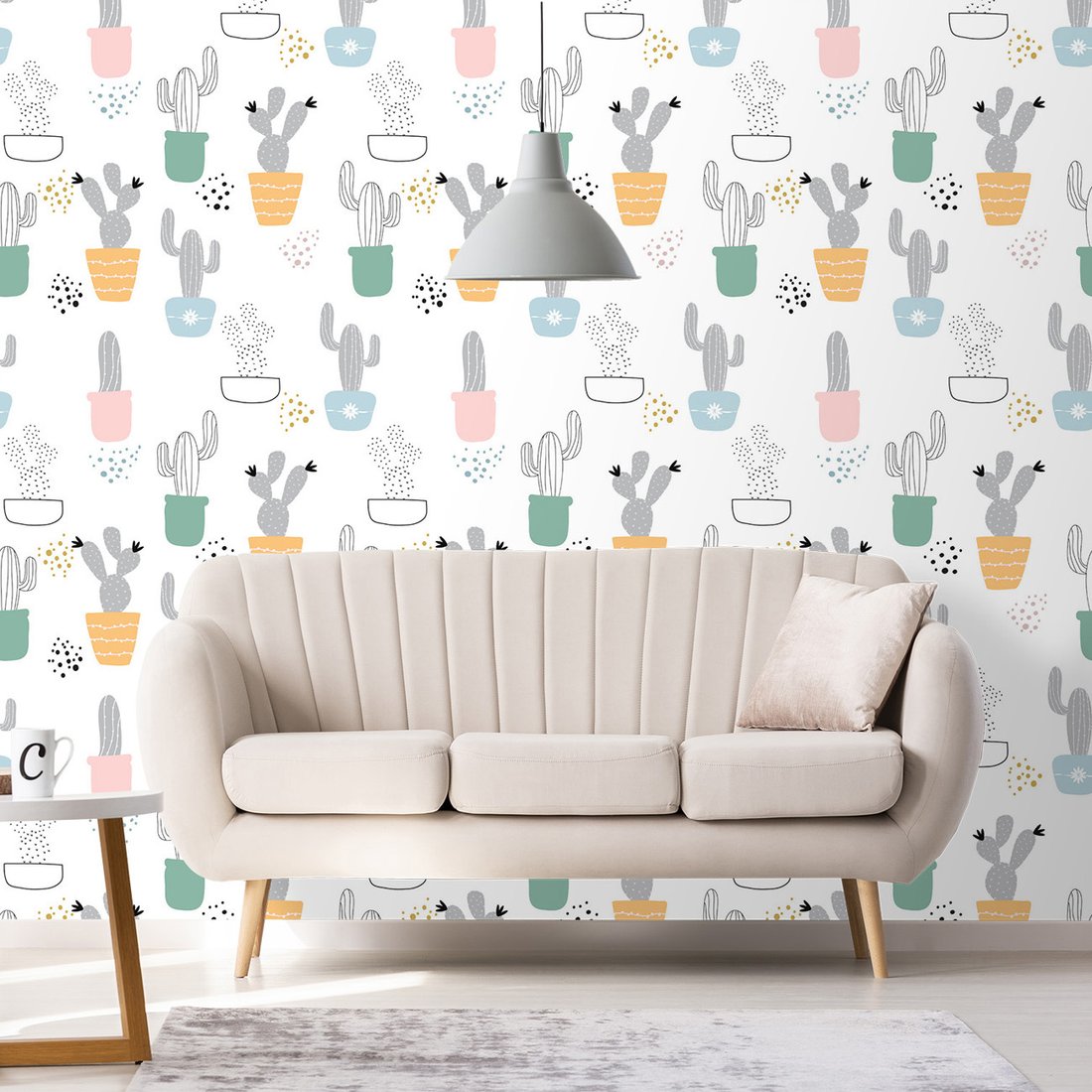 Tapeta - kaktus, doniczka, ilustracja