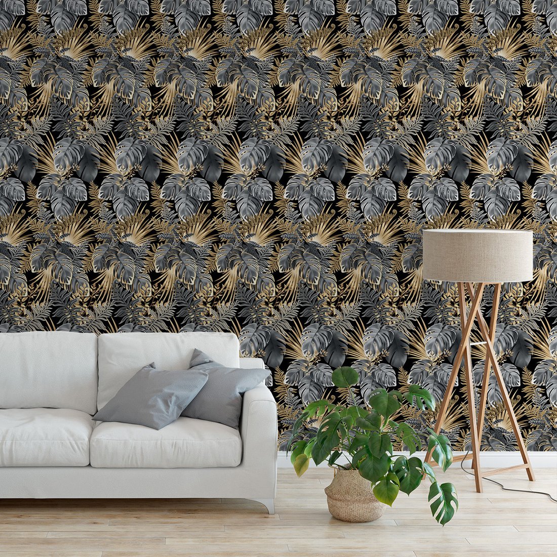 Tapeta - liście, tropiki, ornament