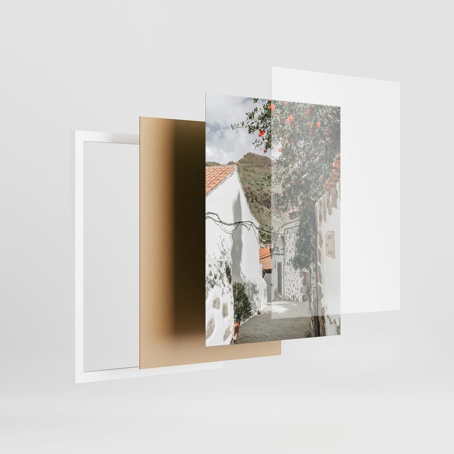 Zestaw obrazy w ramie, plakaty - ściana, drzwi, miasto - rama biała