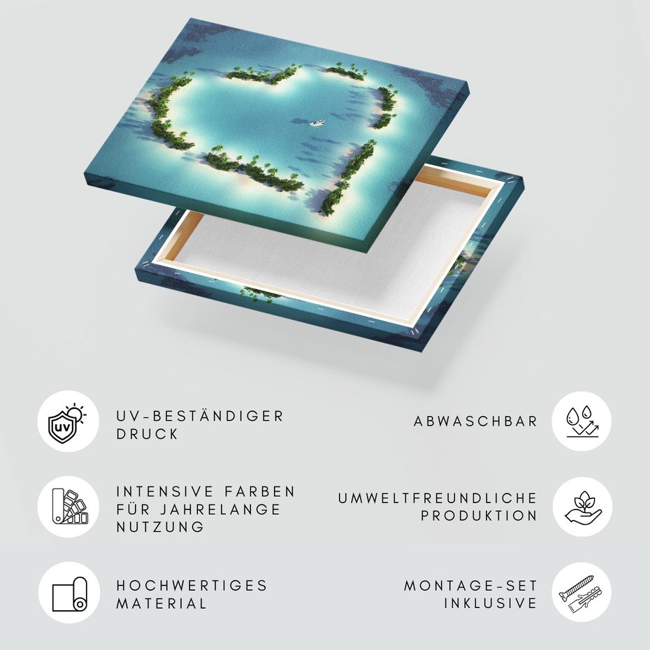 Obraz na płótnie - wyspa, serce, morze