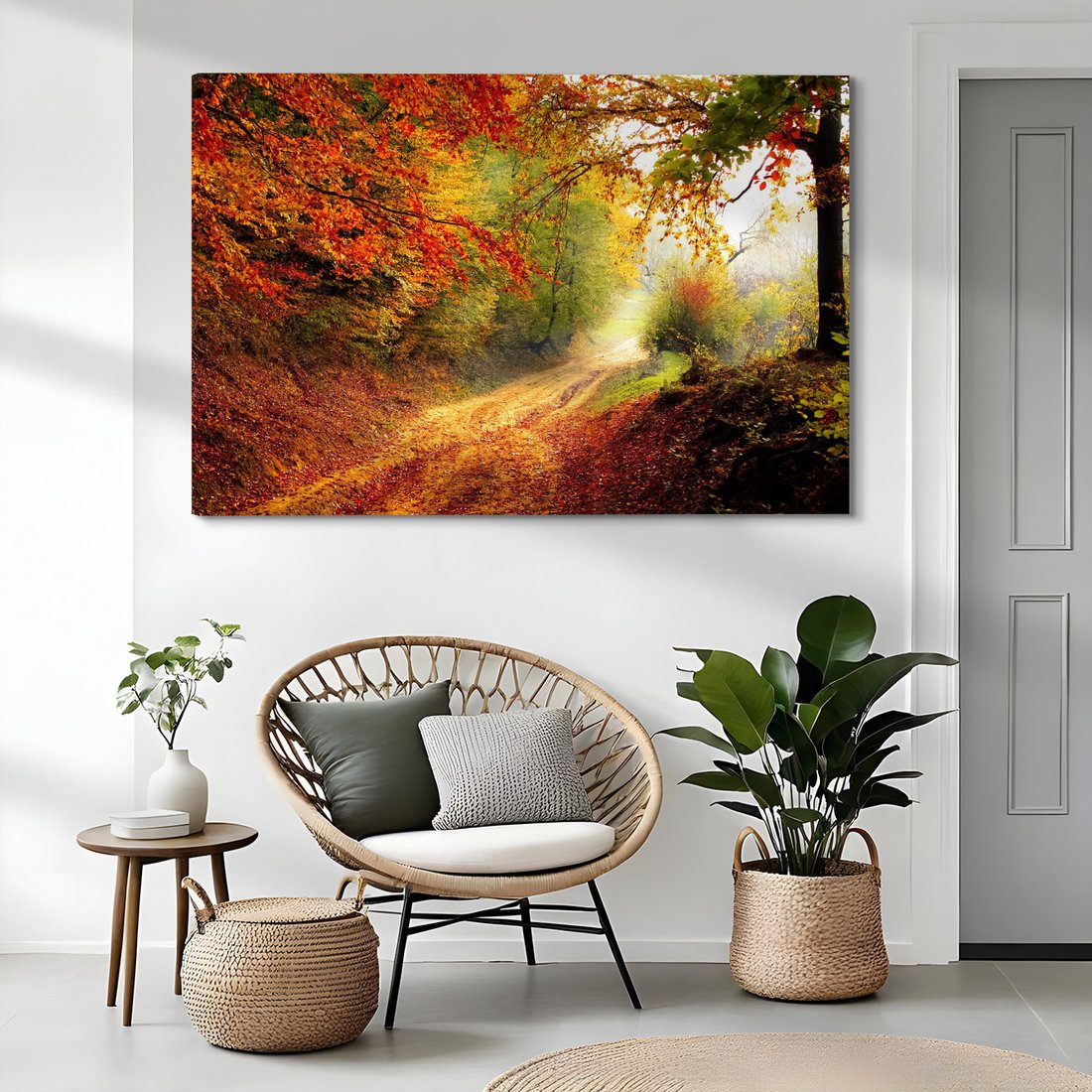 Obraz na płótnie - las, jesień, droga