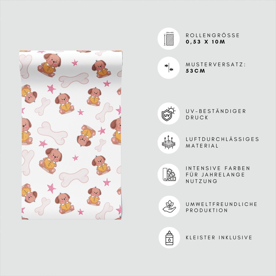 Tapeta - dziecięca, pies, kość, gwiazda