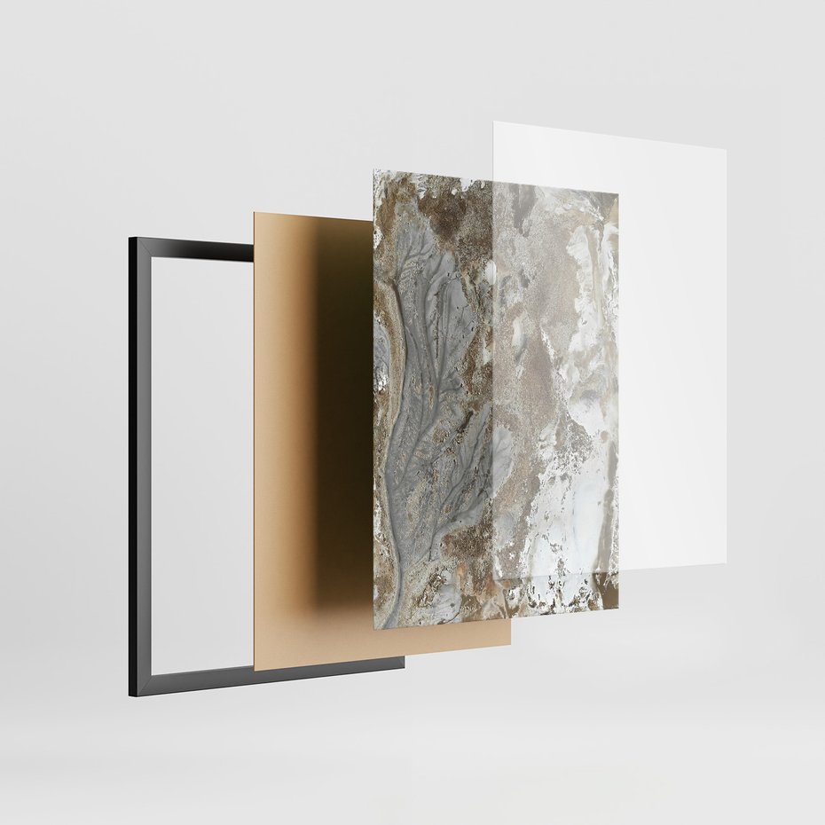 Zestaw obrazy w ramie, plakaty - abstrakcja, roślina, natura - rama czarna