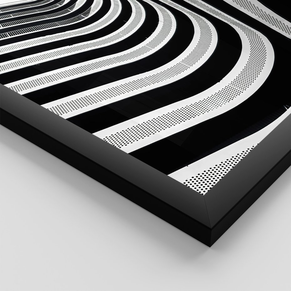 Zestaw obrazy w ramie, plakaty - struktura, schody, architektura - rama czarna