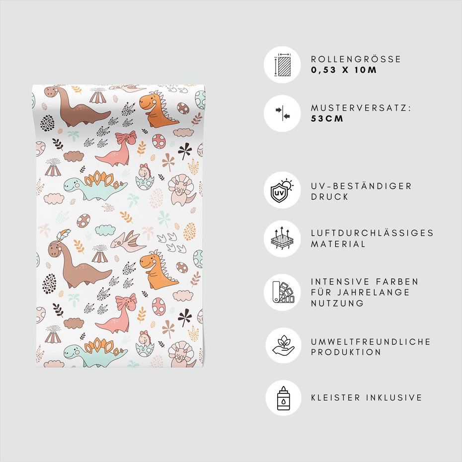 Tapeta - dziecięca, dinozaury, wzór,