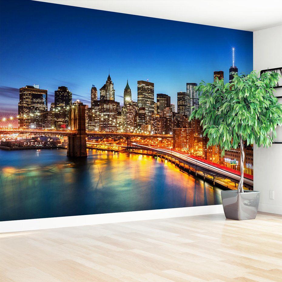 Fototapeta - miasto, most, noc