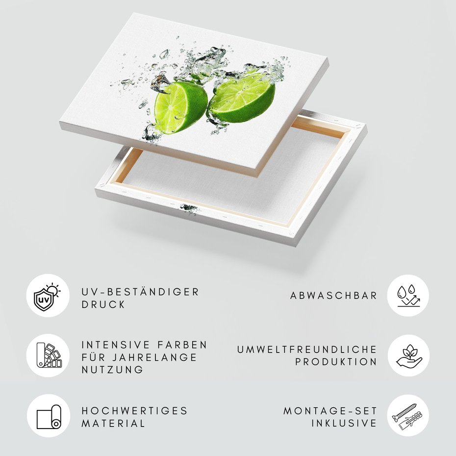 Obraz na płótnie - limonka, woda, świeżość