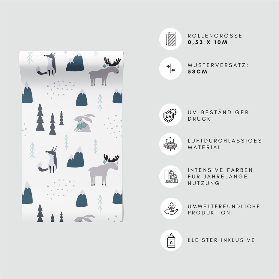 Tapeta - dziecięca, lisy, góry,