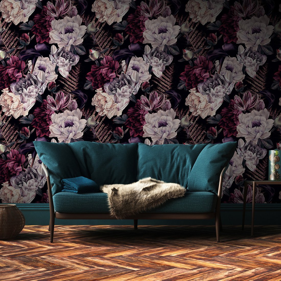 Tapeta - kwiaty, liście, tło