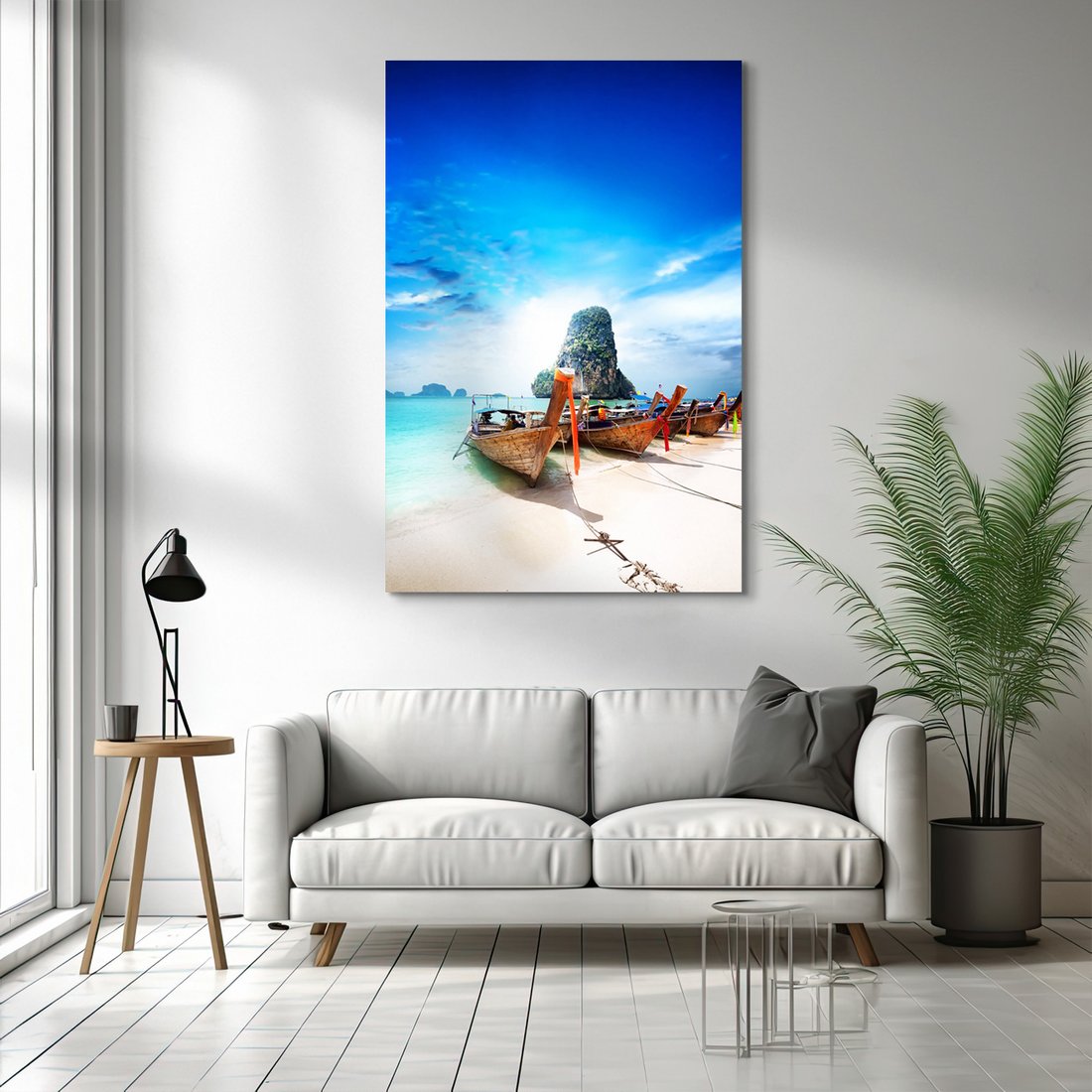 Obraz na płótnie - plaża, morze, łodzie