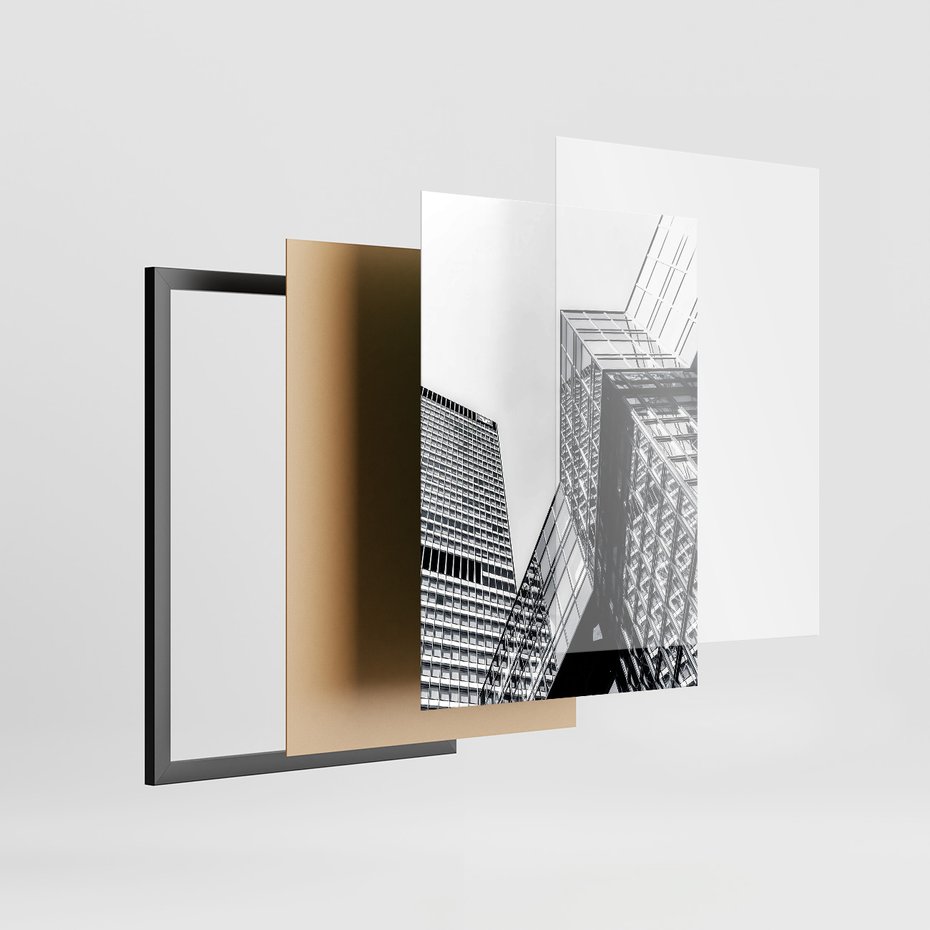 Zestaw obrazy w ramie, plakaty - architektura, budynki, miejski - rama czarna