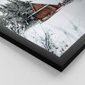 Zestaw obrazy w ramie, plakaty - zima, śnieg, drzewa - rama czarna