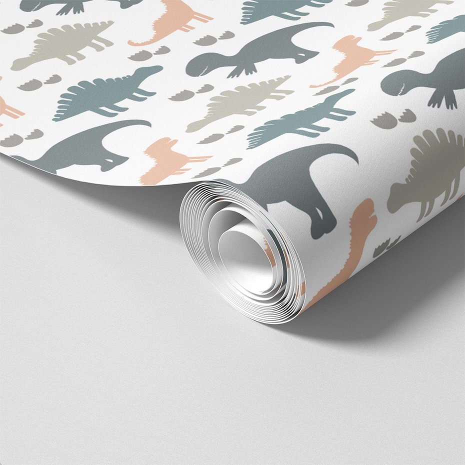 Tapeta - dziecięca, dinozaury, wzór, jaja