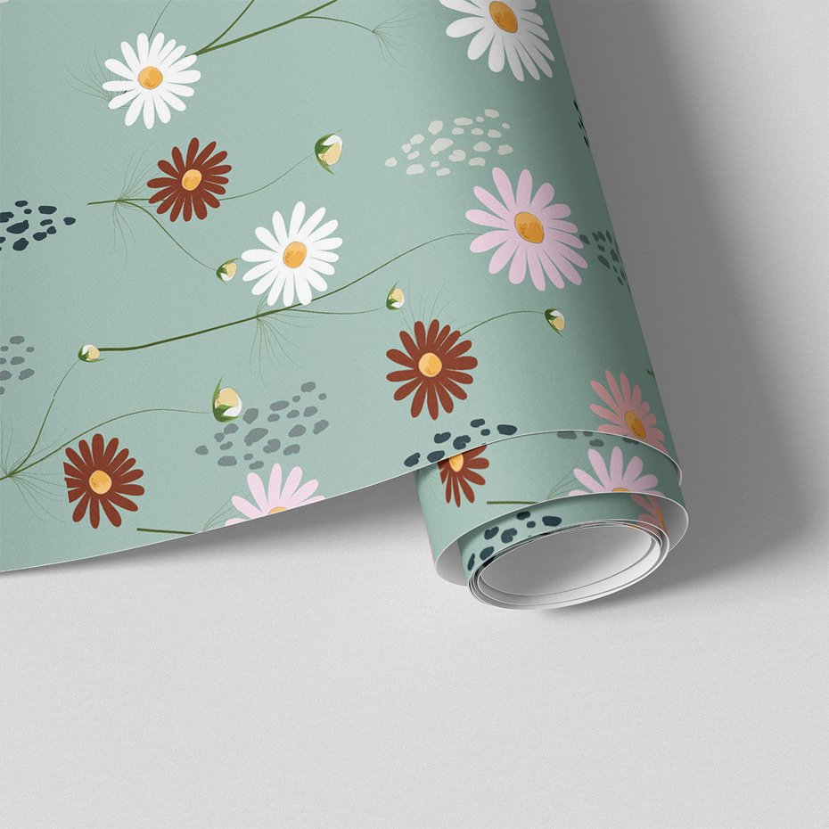 Tapeta - kwiaty, kropki, elegancja