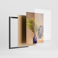 Zestaw obrazy w ramie, plakaty - liście, rośliny, minimalizm - rama czarna
