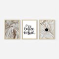 Zestaw obrazy w ramie, plakaty - pościel, kawa, relaks - rama drewno