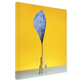 Obraz na płótnie - liść, niebieski, żółty