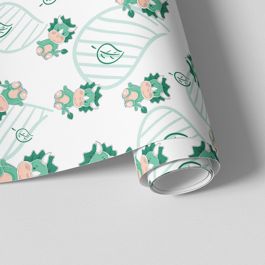 Tapeta - dziecięca, dinozaury, liście, tło