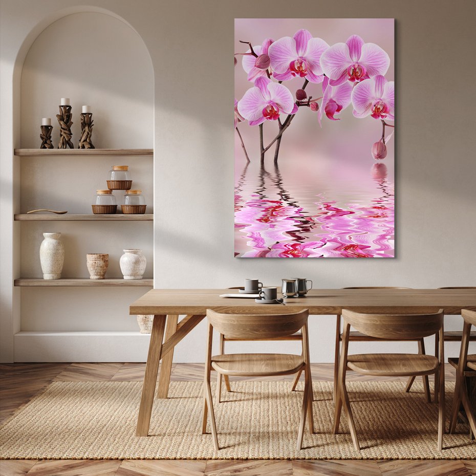 Obraz na płótnie - kwiaty, orchidee, woda