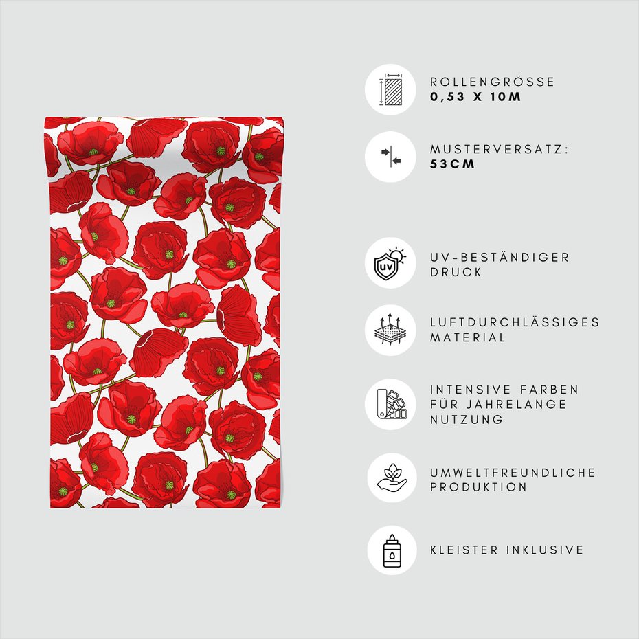 Tapeta - kwiaty, maki, wzór