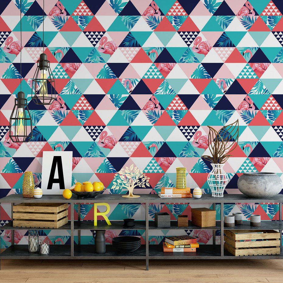 Tapeta - flaming, trójkąt, liście