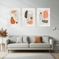 Zestaw obrazy w ramie, plakaty - abstrakcja, twarz, minimalizm - rama biała