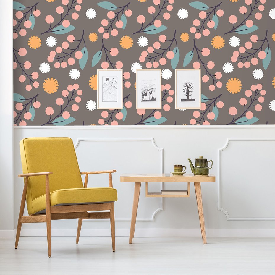 Tapeta - owoce, liście, kwiaty