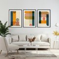 Zestaw obrazy w ramie, plakaty - geometryczne, abstrakcja, minimalizm - rama czarna