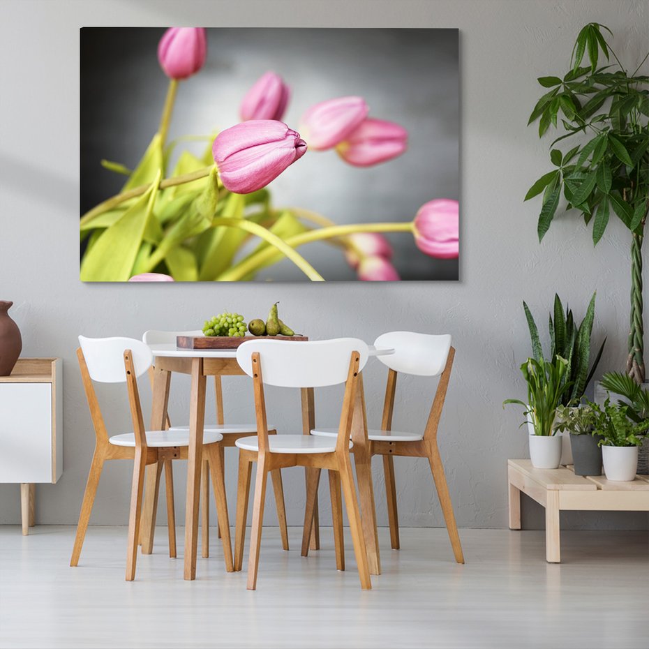 Obraz na płótnie - tulipany, kwiaty, różowe