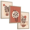 Zestaw obrazy w ramie, plakaty - liście, roślina, abstrakcja - rama drewno