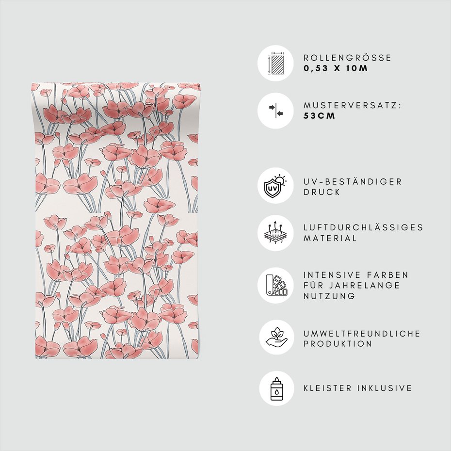 Tapeta - kwiaty, łodygi, wzór