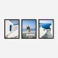 Zestaw obrazy w ramie, plakaty - Grecja, morze, Santorini - rama czarna