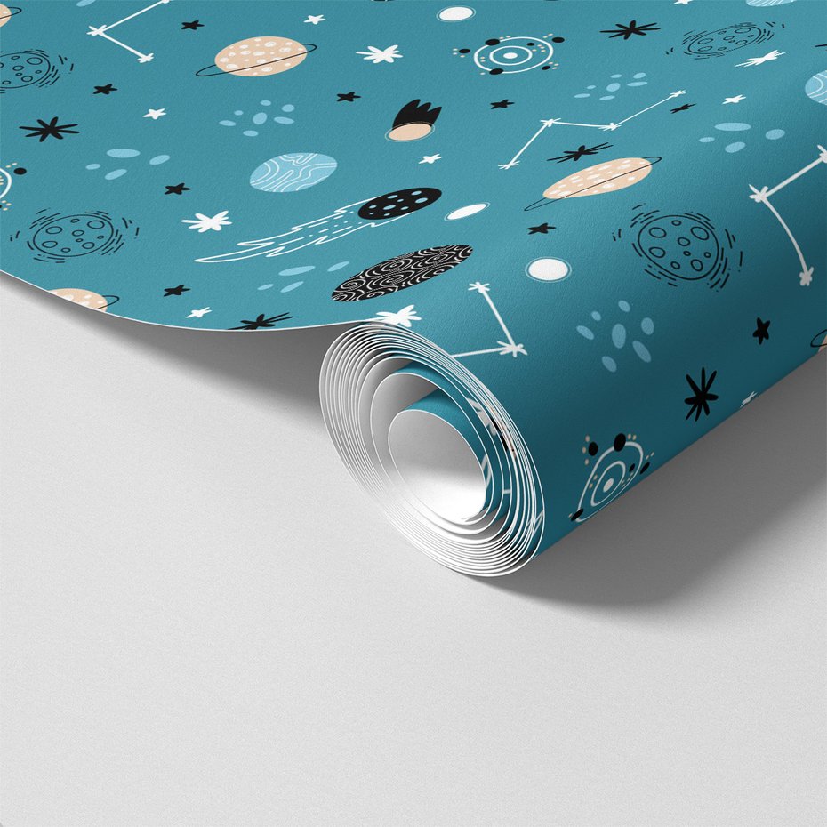 Tapeta - dziecięca, planety, gwiazdy, komety