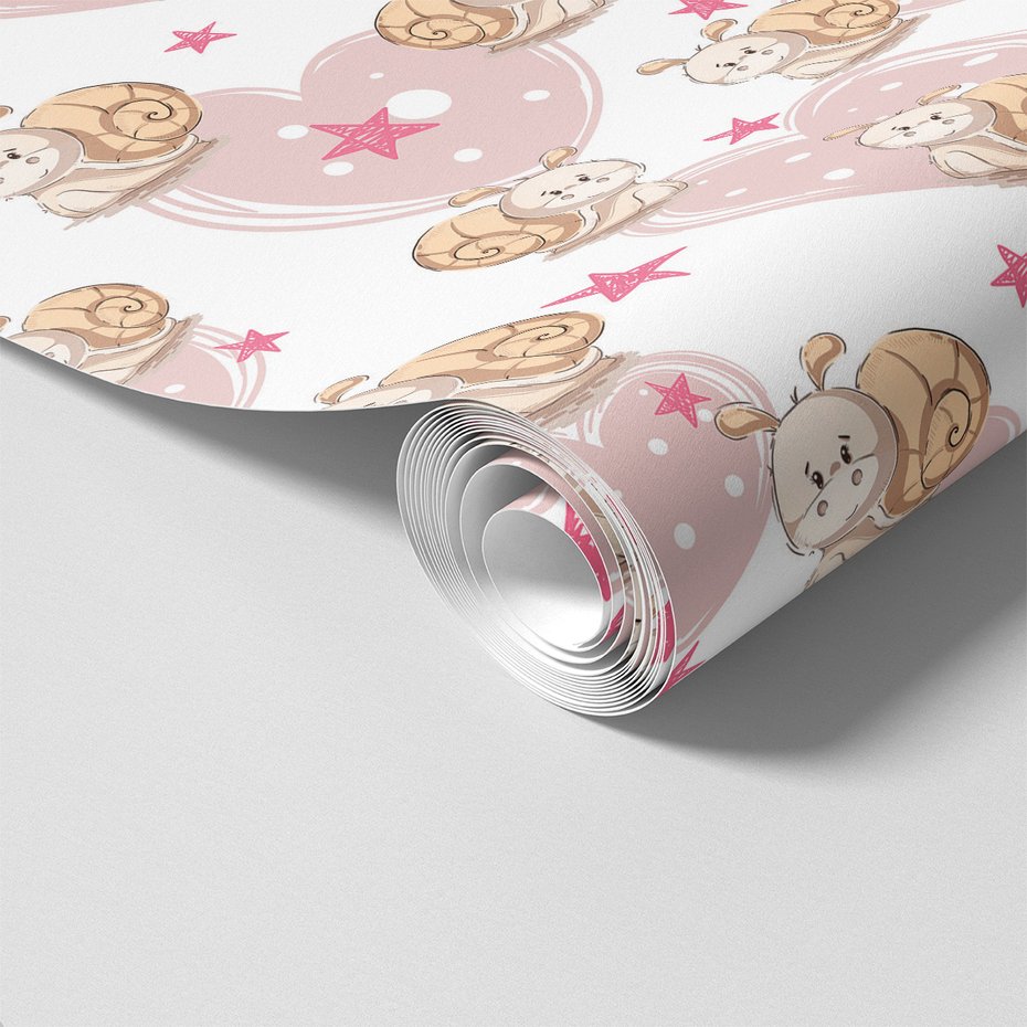 Tapeta - dziecięca, ślimak, serce, gwiazda