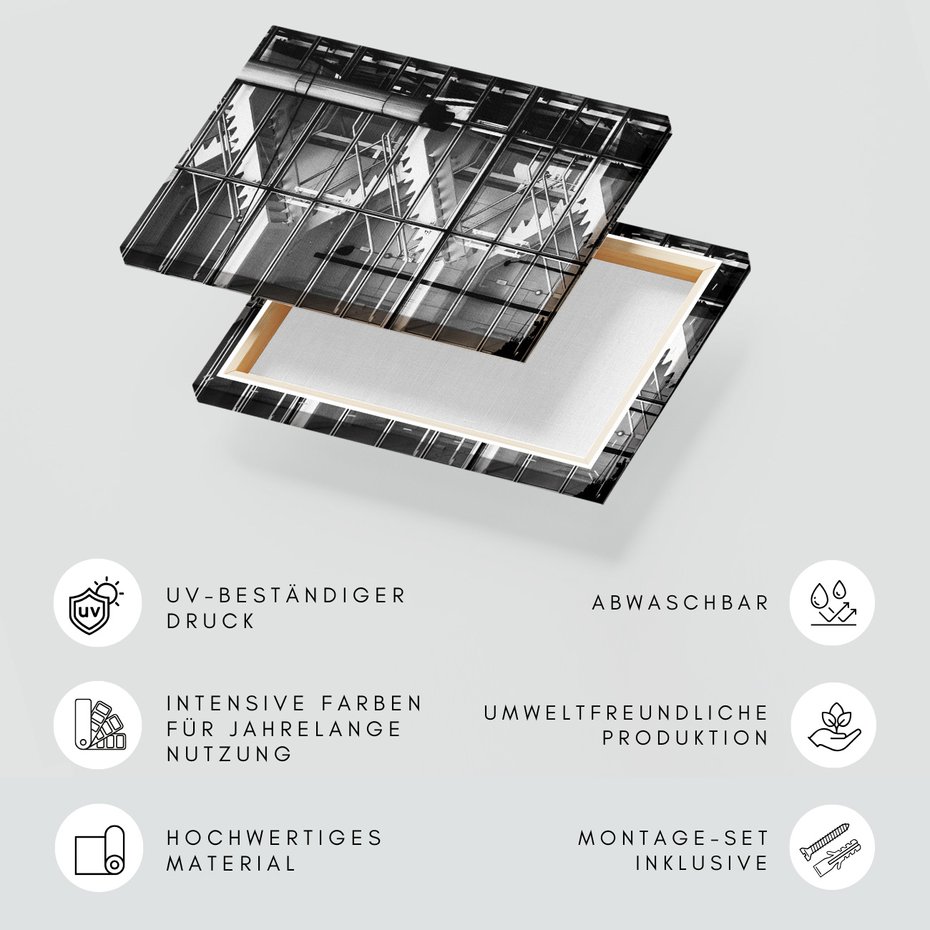 Obraz na płótnie - schody, budynek, okna