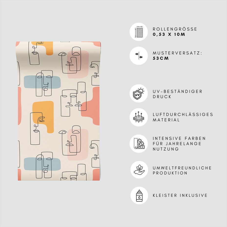 Tapeta - twarze, abstrakcja, linie