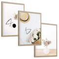Zestaw obrazy w ramie, plakaty - kwiaty, okulary, kompozycja - rama drewno