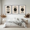 Zestaw obrazy w ramie, plakaty - abstrakcja, minimalizm, geometria - rama czarna