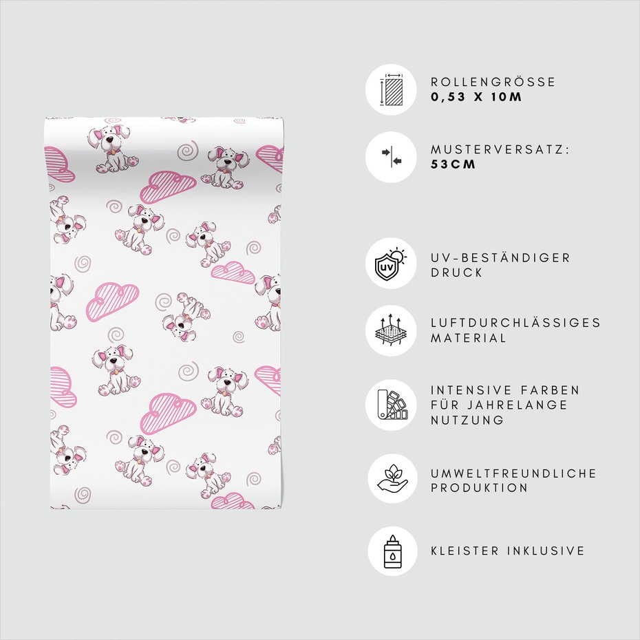 Tapeta - dziecięca, pies, chmura, spirala