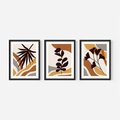 Zestaw obrazy w ramie, plakaty - liście, abstrakcja, rośliny - rama czarna