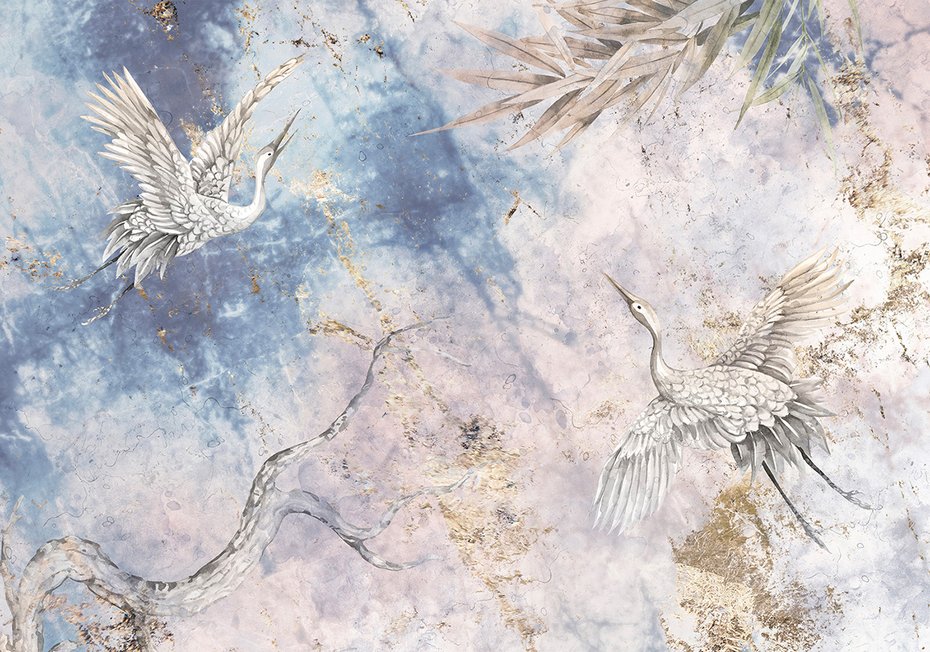 Fototapeta - loft, żurawie, akwarela