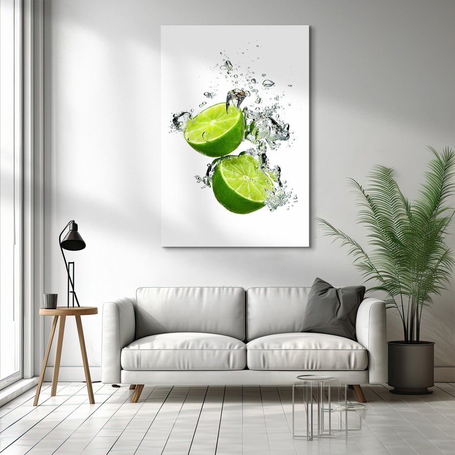 Obraz na płótnie - limonka, woda, świeżość